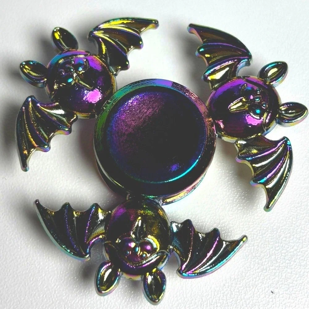Metalic Rainbow‎ Bat Fidget Spinner Metal Goth Halloween Sensory Toy